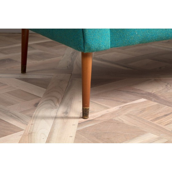 Image 1 of Canapé vintage vert en laine et hêtre - années 1930