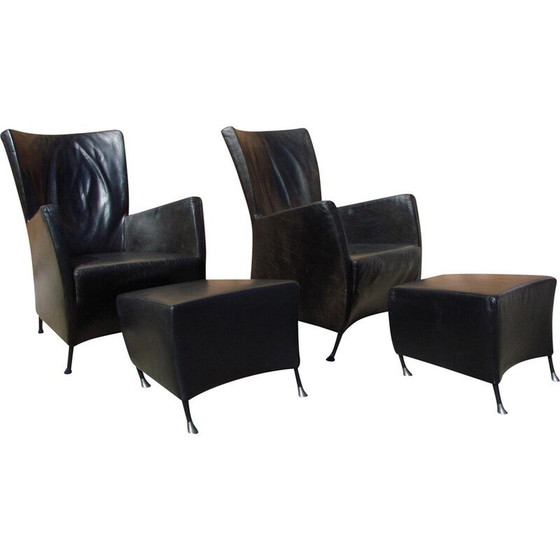 Image 1 of Paire de fauteuils vintage avec repose-pieds par G et Js Papavoine pour Montis, 1980