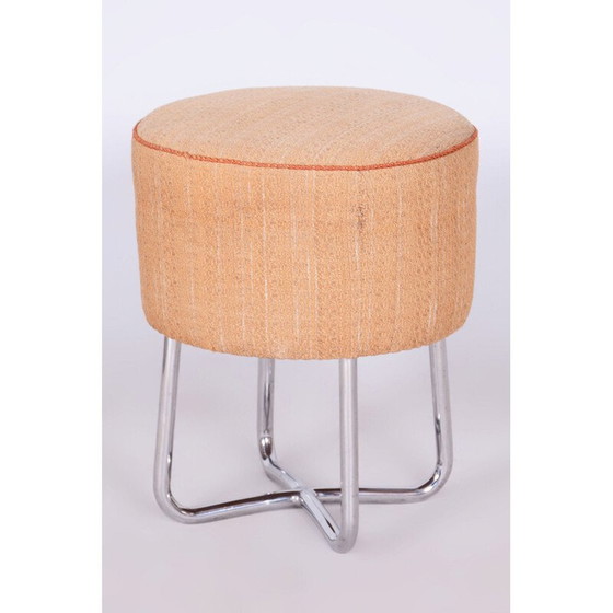 Image 1 of Tabouret vintage Bauhaus en acier chromé, Tchécoslovaquie 1930