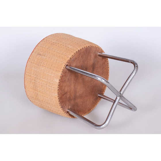 Image 1 of Tabouret vintage Bauhaus en acier chromé, Tchécoslovaquie 1930