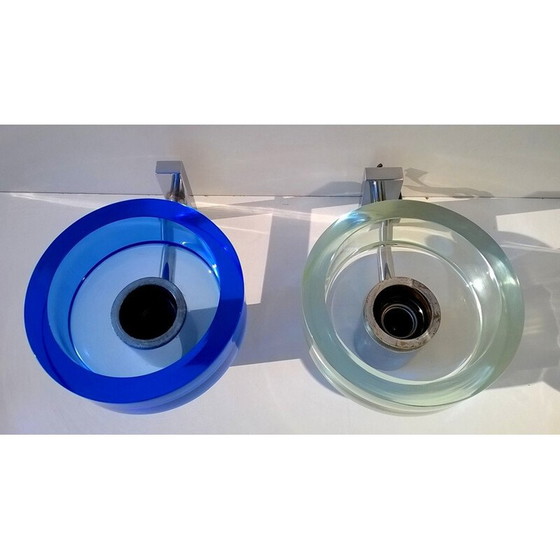 Image 1 of Appliques murales en verre de Murano par Flavio POLI pour Seguso,1970, ensemble de deux