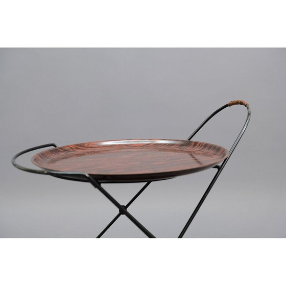 Image 1 of Chariot de bar vintage en bois de rose pour Nybro, Suède 1950