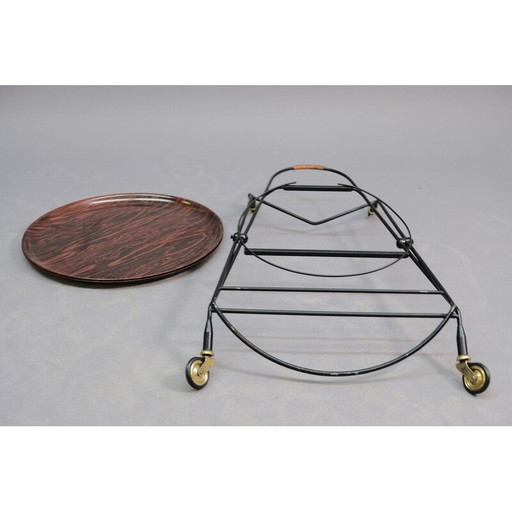 Chariot de bar vintage en bois de rose pour Nybro, Suède 1950