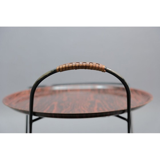 Image 1 of Chariot de bar vintage en bois de rose pour Nybro, Suède 1950