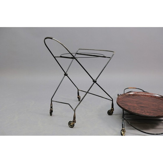 Image 1 of Chariot de bar vintage en bois de rose pour Nybro, Suède 1950