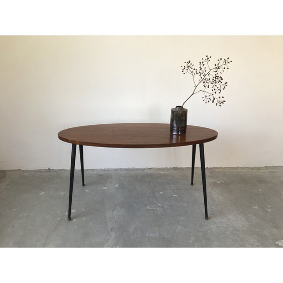 Image 1 of Table basse vintage en teck et métal, France 1950