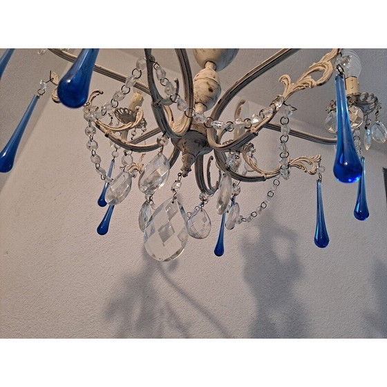 Image 1 of Lustre italien vintage à 6 bras en cristal, années 1930