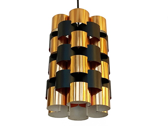 Image 1 of Suspension en cuivre par Werner Schou pour Coronell Elektro. Danemark 1960S