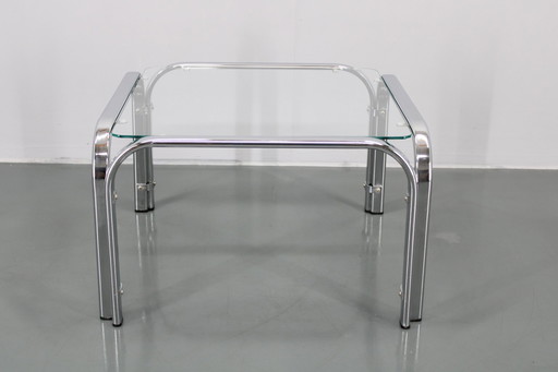 Table basse carrée en verre italienne des années 1970