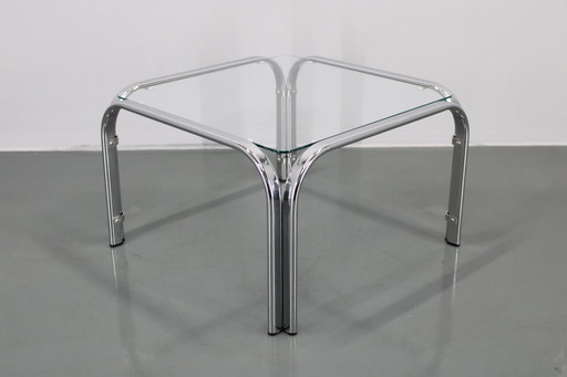 Table basse carrée en verre italienne des années 1970