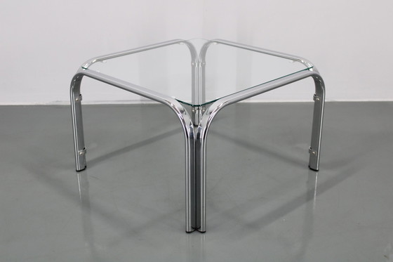 Image 1 of Table basse carrée en verre italienne des années 1970