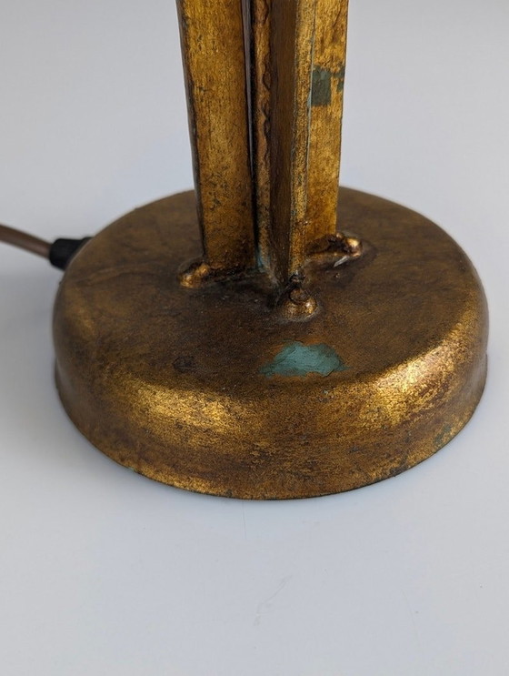 Image 1 of Lampe de table en verre martelé et fer forgé Longobard