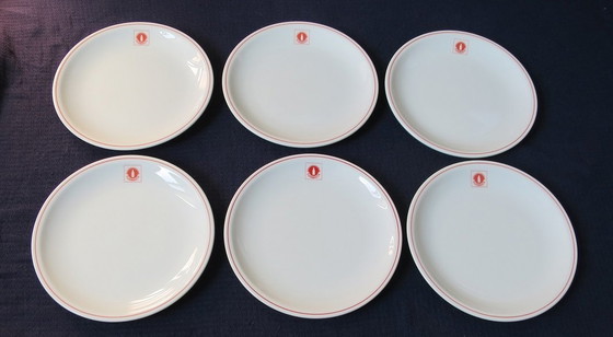 Image 1 of 6 Südmilch Assiette plate blanche rouge Ø 19 cm