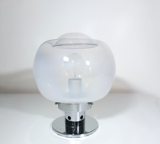Image 1 of Lampe De Table Vintage • Acier & Verre • Murano • Space Age • 1970