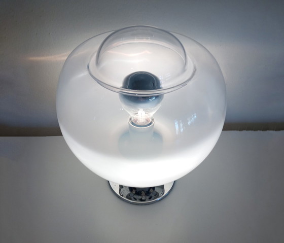 Image 1 of Lampe De Table Vintage • Acier & Verre • Murano • Space Age • 1970