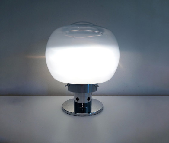 Image 1 of Lampe De Table Vintage • Acier & Verre • Murano • Space Age • 1970
