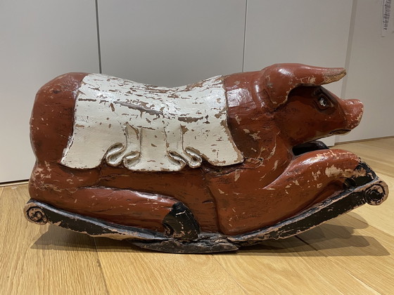 Image 1 of Porc antique du début du 20e siècle. Spécimen unique indonésien, fabriqué à la main.