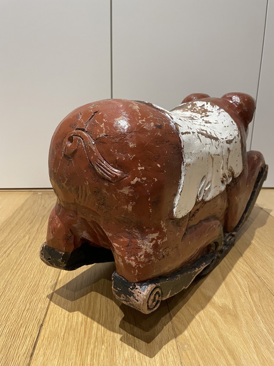 Image 1 of Porc antique du début du 20e siècle. Spécimen unique indonésien, fabriqué à la main.