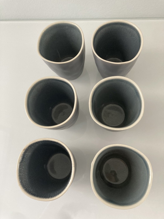 Image 1 of Set de six tasses à espresso gris-bleu