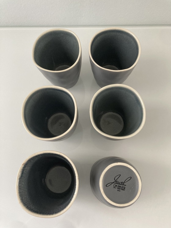 Image 1 of Set de six tasses à espresso gris-bleu