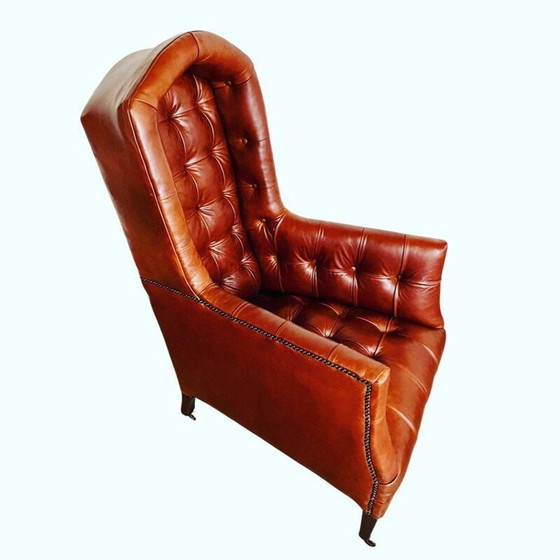 Image 1 of Fauteuil de portuaire en cuir vintage