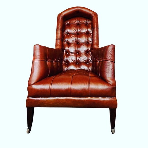 Fauteuil de portuaire en cuir vintage