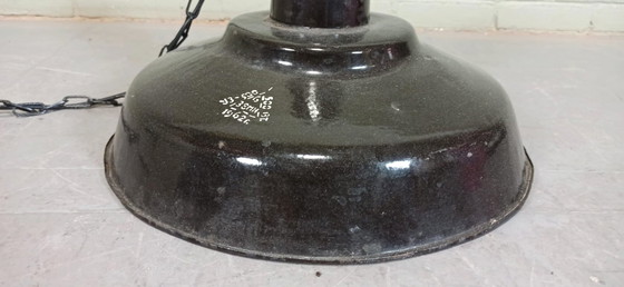 Image 1 of Lampe pendante en émail vintage industriel / d'usine