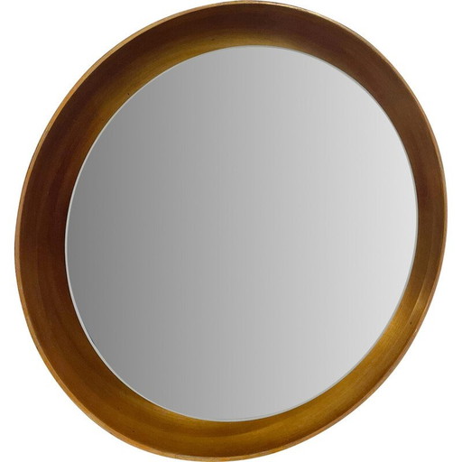 Miroir doré vintage dans un cadre en bois, Italie 1960