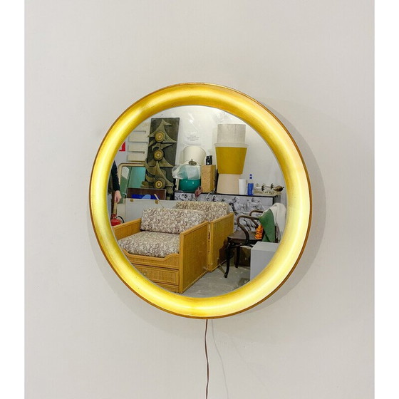 Image 1 of Miroir doré vintage dans un cadre en bois, Italie 1960