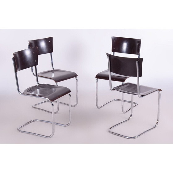 Image 1 of Ensemble de 4 chaises vintage en acier et chrome par Mart Stam pour Robert Slezak, Tchécoslovaquie 1930