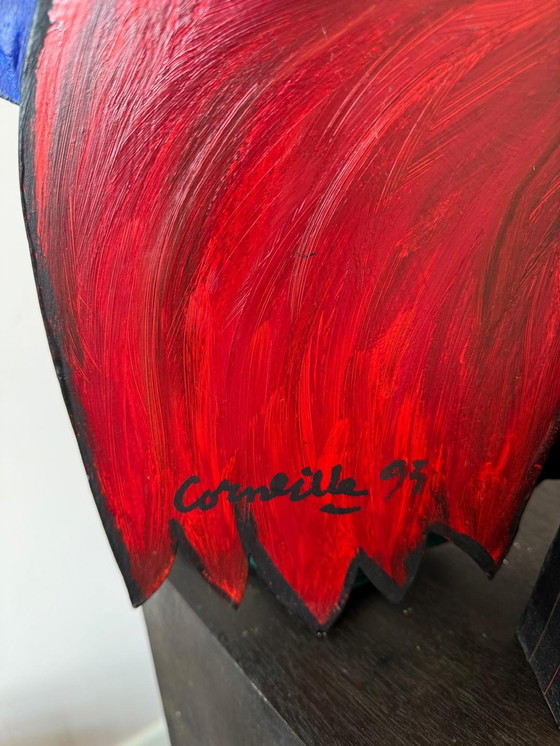 Image 1 of Prachtig Hout Handgeschilderd Sculptuur Van Corneille