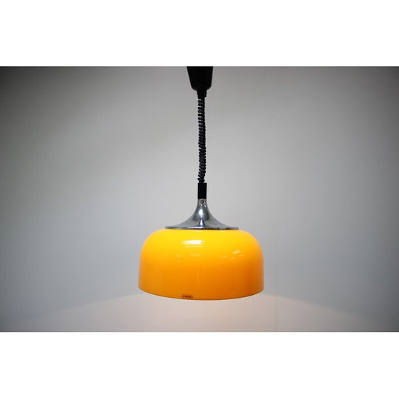 Image 1 of Lampe suspendue vintage Meblo en acier chromé et plastique par H. Guzzini pour Meblo, 1970