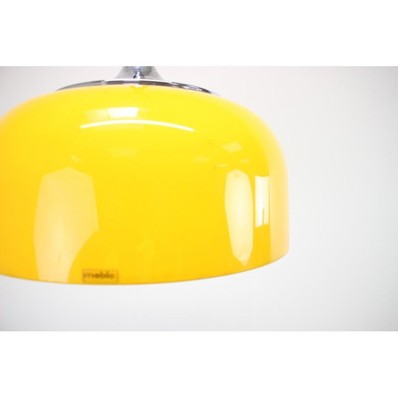 Image 1 of Lampe suspendue vintage Meblo en acier chromé et plastique par H. Guzzini pour Meblo, 1970