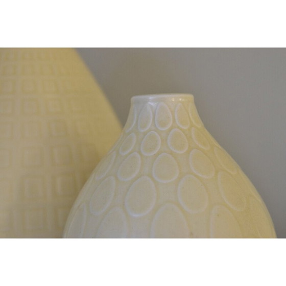 Image 1 of Paire de vases vintage en faïence jaune clair Niels Thorsonn Aluminia Royal Copenhagen, 1950