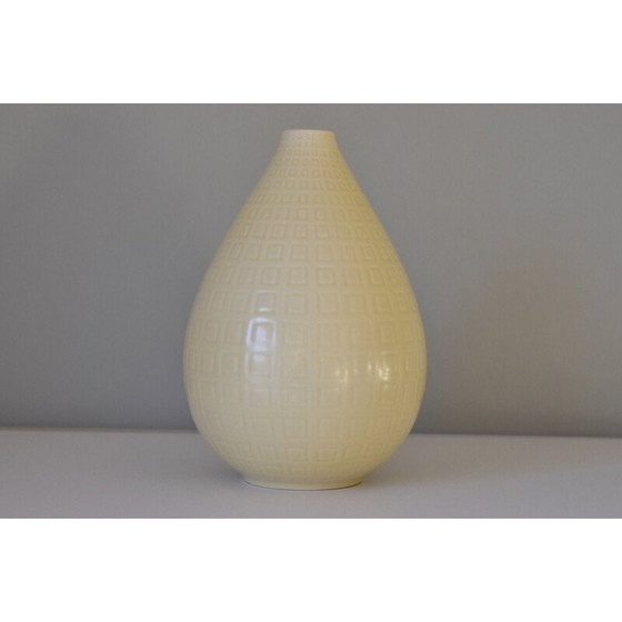 Image 1 of Paire de vases vintage en faïence jaune clair Niels Thorsonn Aluminia Royal Copenhagen, 1950