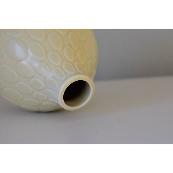 Image 1 of Paire de vases vintage en faïence jaune clair Niels Thorsonn Aluminia Royal Copenhagen, 1950
