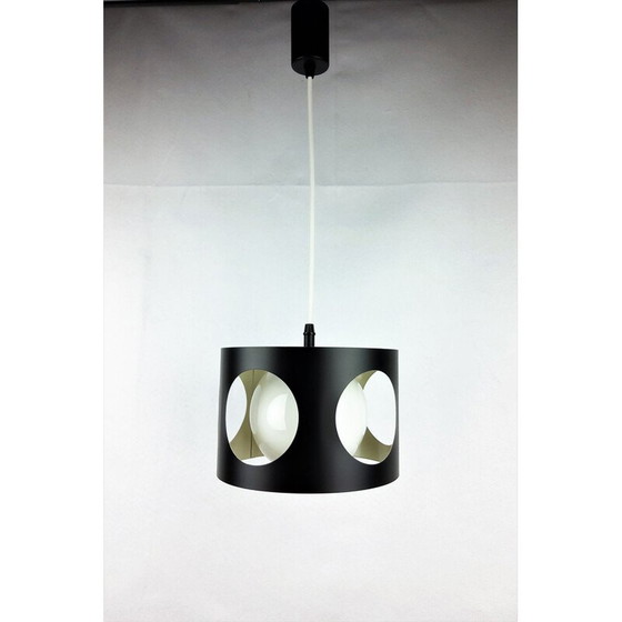 Image 1 of Lampe suspendue vintage en métal laqué noir, 1960