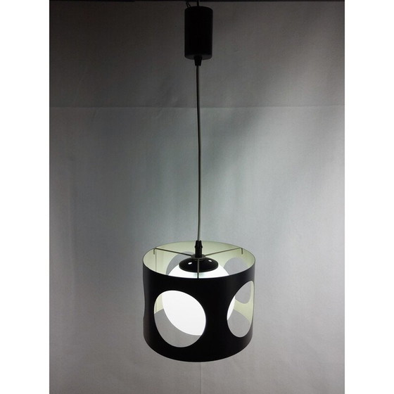 Image 1 of Lampe suspendue vintage en métal laqué noir, 1960
