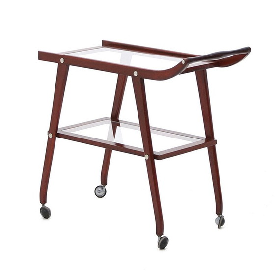Image 1 of Chariot vintage avec étagères en verre, 1950