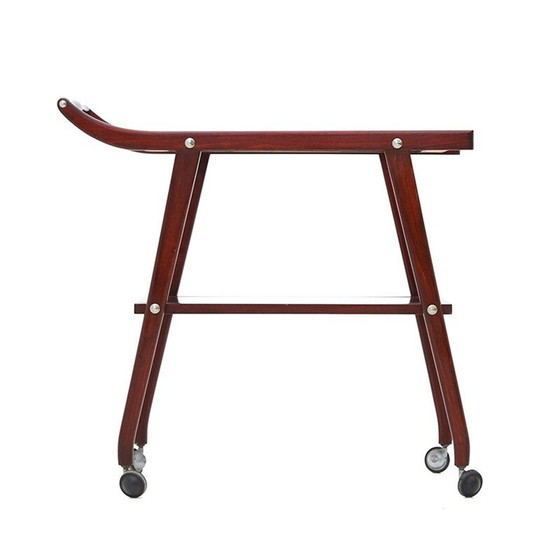 Image 1 of Chariot vintage avec étagères en verre, 1950