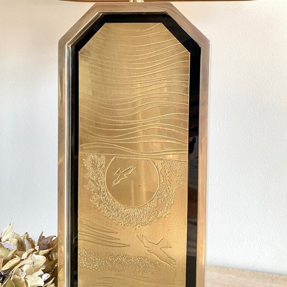 Image 1 of Lampe de table vintage en or 23 carats et laiton par Georges Mathias pour Designo Maho, 1970