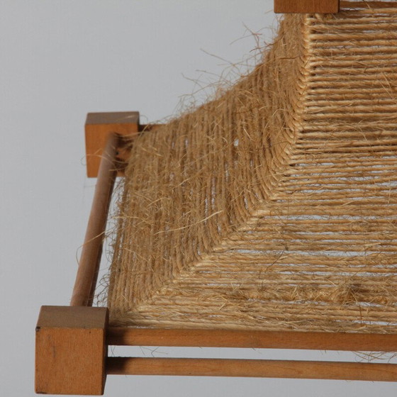 Lampe suspendue vintage en bois et corde, 1960 – Suspensions, Textile, Wood (photo 2 of 5)