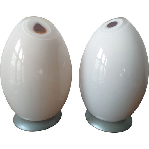 Paire de lampes de table en verre de Murano par Mazzega, années 1980