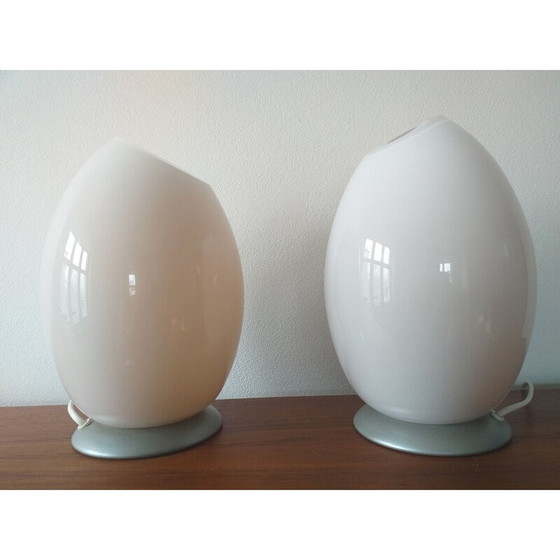 Image 1 of Paire de lampes de table en verre de Murano par Mazzega, années 1980