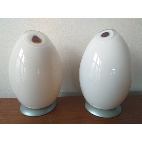 Image 1 of Paire de lampes de table en verre de Murano par Mazzega, années 1980