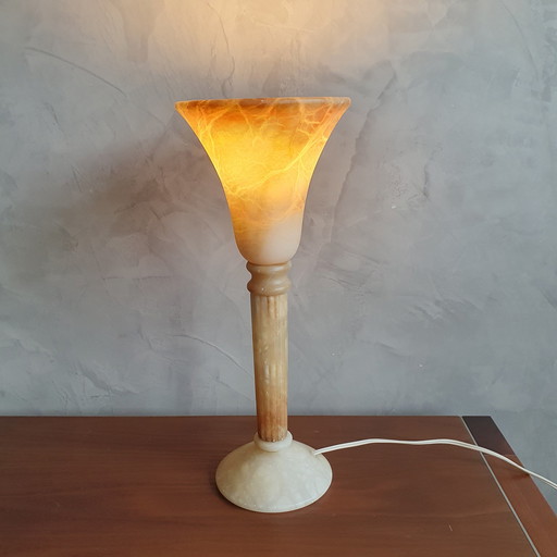 Lampe de table espagnole en albâtre de Santa Rita 1970