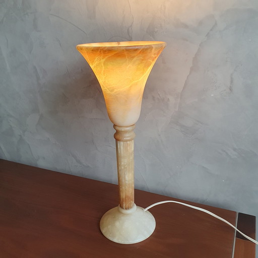 Lampe de table espagnole en albâtre de Santa Rita 1970