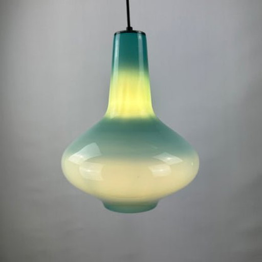  Lampe suspendue Venini par Massimo Vignelli - Verre bleu clair, 1950