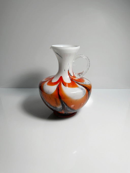 Vintage Carlo Moretti Vase à anse Opalina Fiorentina Vase en verre 1970Er Mid Century