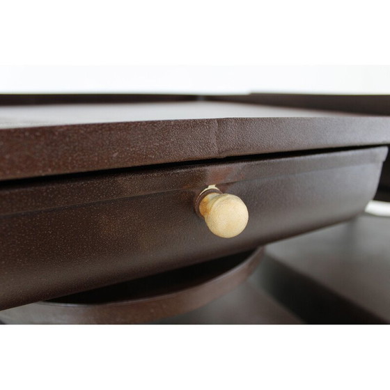 Image 1 of Paire de tables de chevet industrielles vintage avec table coulissante, Tchécoslovaquie 1940